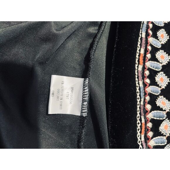 Sweaters Time For Me Long Cardigan Duster Embroidered Black Velvet